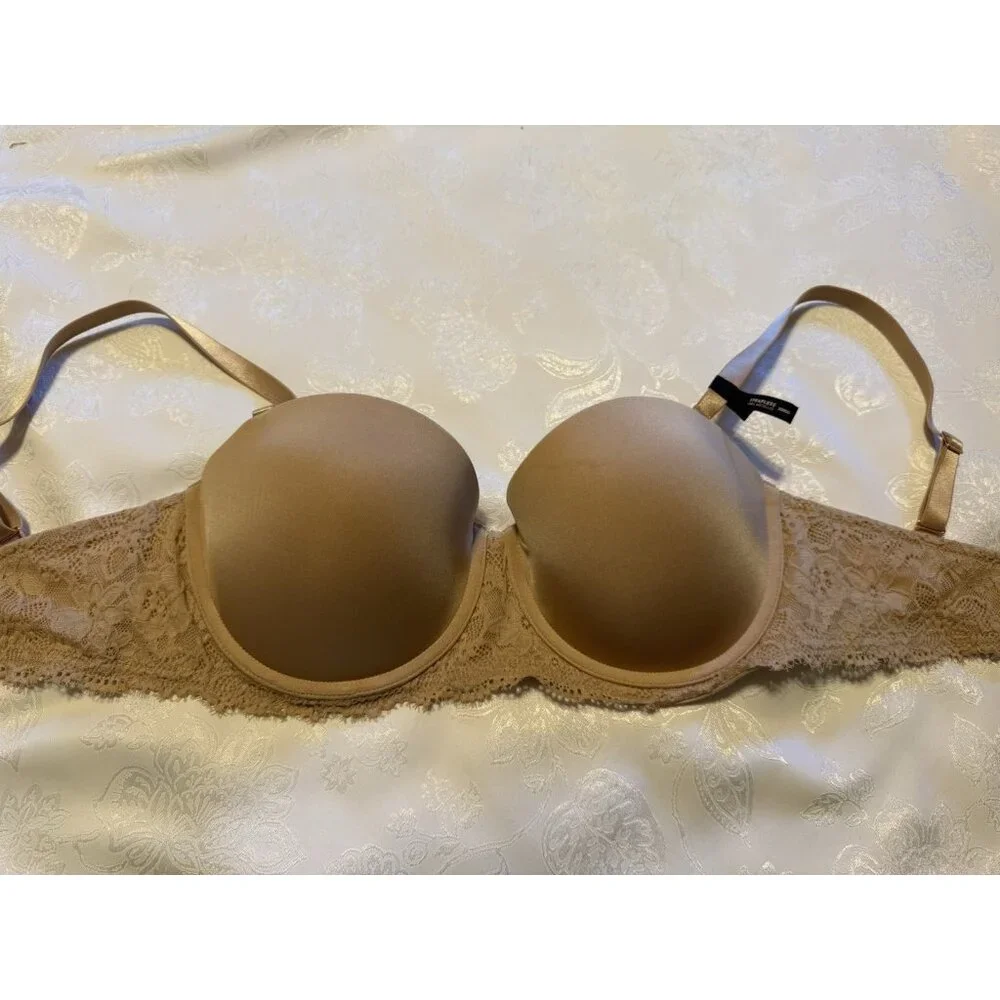 Aerie Real Power Convertible Strapless or Straps Push Up Bra Beige 32DDD NEW NWT